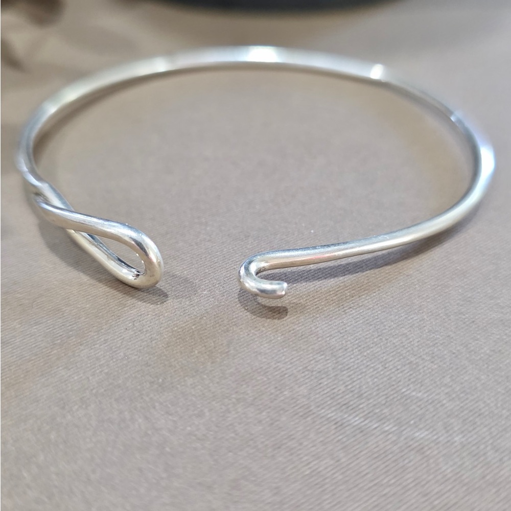 Simplistic Silver Knot Bangle - Picture 6 of 13
